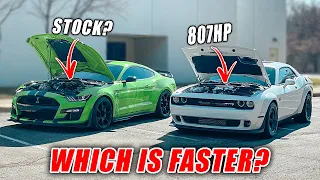 HELLCAT SUPER STOCK VS. SHELBY GT500 RACE!