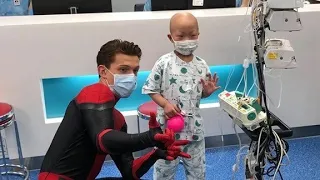 Tom Holland, Spider Man Visits Kids at Children's Hospital