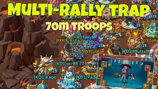 Lords Mobile - Muti-rally trap caught sleeping on war gear. Lets get crazy hits! Emperor blast