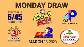 Lotto Result March 16 2020 (EZ2, SWERTRES, STL, 4D, 6/45, 6/55)