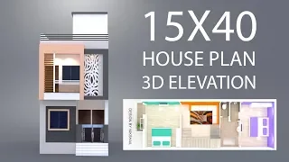 15X40 House plan with 3d elevation by nikshail