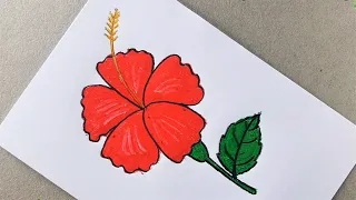 How to Draw Hibiscus flower | Joba Ful Akanor Koushol