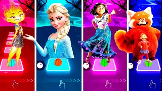 Ember Elenental vs Elsa Frozen vs Encanto vs Turning Red in Tiles Hop