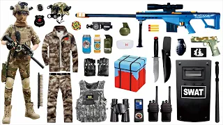 Special police tactical weapon set unboxing, Barrett sniper rifle, Glock pistol, shield, helmet