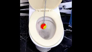 We made an automatic toilet lid with a ball and a chain || #Shorts