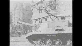 Abandoned T-34/85 and ISU-152's in Budapest during the Hungarian Revolution. 1956