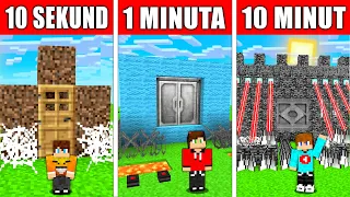 BEZPIECZNA BAZA w 10 SEKUND vs 1 MINUTE vs 10 MINUT w Minecraft z SmileSlow i Sebek!