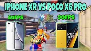 FRIEND CHALLENGE ME😍IPHONE XR VS POCO X6 PRO🔥1v1 BATTLE 60FPS VS 90FPS