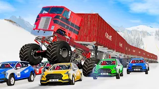 Giant Long Road Trains crashes #14 - Beamng drive