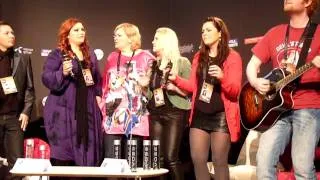 Hera Björk and her backing vocals entertain at press conference - Eurovision 2010 Iceland