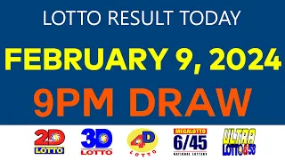 Lotto Result Today FEBRUARY 9 2024 9pm Ez2 Swertres 2D 3D 4D 6/45 6/58 PCSO