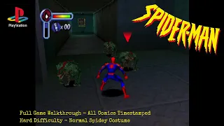 Spider-Man PS1! Full Game Walkthrough on Hard | All Comics Collected with Timestamps