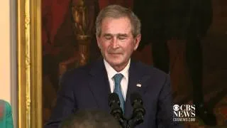 George W. Bush tears up talking about his dad
