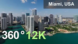 Miami, Florida, USA. City Relaxation. Aerial 360 video in 12K