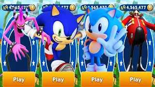 Sonic Dash - Classic Sonic vs Normal Sonic Fully Upgraded - All Characters Unlocked - Run Gameplay