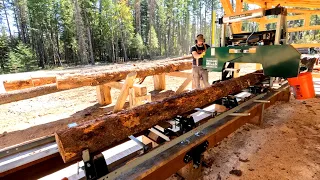 Milling 4x4s For Lumber Bunks // Milling 1x1 Stickers // Woodland Mills HM130 Max Sawmill