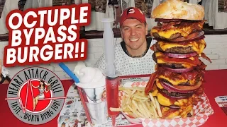 Heart Attack Grill's Octuple Bypass Burger w/ Butter Milkshake!!