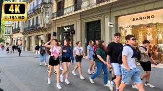 Walking tour of the center of Barcelona.☀️ Spring walk in Barcelona | Passeig de Gracia [4K]
