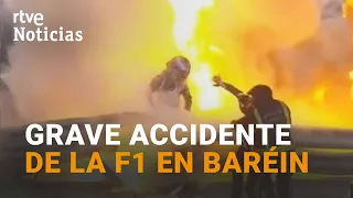 GROSJEAN se ESTRELLA y VUELVE A NACER  tras incendiarse su coche en el Mundial de FÓRMULA 1 | RTVE