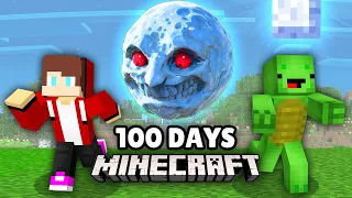 JJ and Mikey Survived 100 Days From Scary ICE LUNAR MOON in Minecraft Challenge Maizen