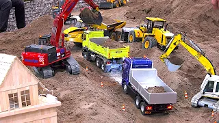 RC Construction Site lots of Trucks Excavators Dump Trucks Part 1/2 Modell-Hobby-Spiel Leipzig 2023