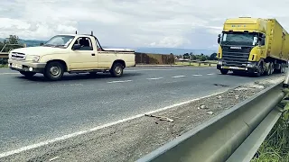 Trucks slow climb, Ngata bridge