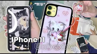 🍡 unboxing iphone 11 in 2022 :: anime + genshin ios 15 setup, cute accessories, camera test !!