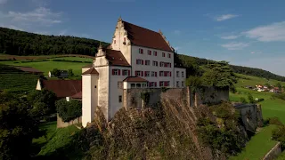 Medieval castle Kasteln in Switzerland , Drone 4K aerial