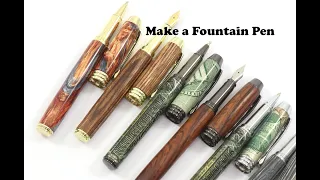 Turning a wood fountain or rollerball pen,  woodturning project.