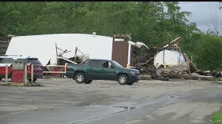 Surveying the damage of yesterday's severe weather in Trumbull County