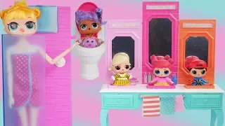 Fake LOL Barbie Doll Showers in New Bathroom PlaySet   #Hairgirls Boy Series 5 Blind Bags