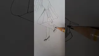 #A girl is wearing shoes on her feet - step by step pencil skets for beginners❤