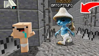 ¡BEBE NOOB ESCAPA DE LA PRISION DEL GATO PITUFO!  😂 ESCAPA DE LA PRISION de SMURF CAT EN MINECRAFT