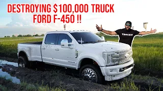 Dually F-450 HITS A MUD HOLE HARD !