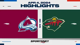 NHL Highlights | Avalanche vs. Wild - April 4, 2024