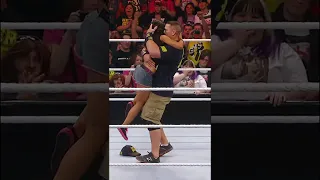 WWE John Cena and AJ Lee mid-ring Smooch! 😍 #shorts