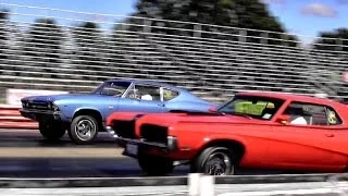 428 Cobra Jet Cougar Eliminator vs Chevelle SS396 - 1/4 mile Drag Race Video - Road Test TV ®