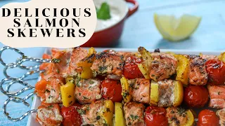 Grilled Salmon Skewers/ Delicious Salmon Kebabs Recipe