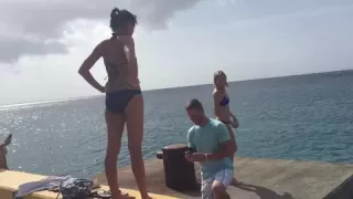 Woman thinks man is throwing her in lake but he is proposing