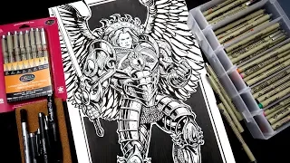 DRAWING WARHAMMER 40000!  And SAKURA PIGMA MICRON UNBOXING!