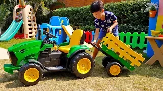 예준이의 트랙터 전동 자동차 장난감 조립놀이 과일놀이 Tractor Power Wheels Car Toy Assembly