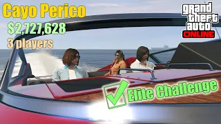 Cayo Perico Heist. Longfin Approach. Elite Challenge. 3 players. $2,727,628. GTA Online