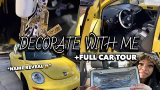 DECORATE MY FIRST CAR WITH ME/CAR TOUR + NAME REVEAL 💛
