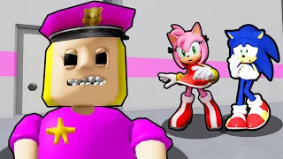 SONIC VS POLICE GIRL PRISON RUN ! Roblox