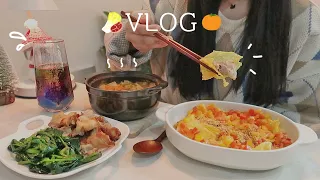 ENG) I make steamed cabbage and eat it with pork belly🥬 and make tangerine pudding🍊ㅣChungmu kimbap