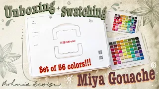 Miya Himi Jelly Gouache ~ set of 56 colors / Unboxing + Swatching real-time / Art ASMR / lofi music