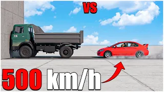 Beamng Drive | Honda Civic R With Dummy VS MAZ 500 km/h | #cars crash test | car torture