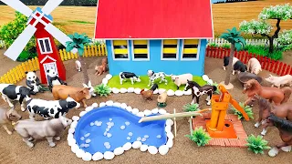 DIY how to make mini Cow, Horse Farm Diorama - House for Animals - Cattle Farm - Barn Animals