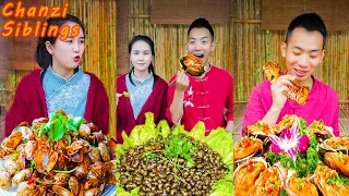 Village Food Outdoor Cooking | Spicy Seafood Collection | Tiktok Mukbang | Chinese Girl Eating Show