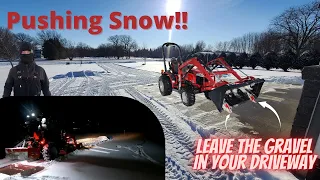 Clearing Snow With Tractor Front End Loader - Bucket Skids / Edge Tamers